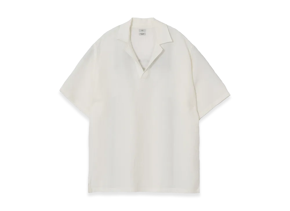 YOKE Linen Canvas Skipper Polo Shirt "White"