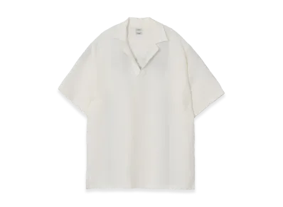 YOKE Linen Canvas Skipper Polo Shirt "White"