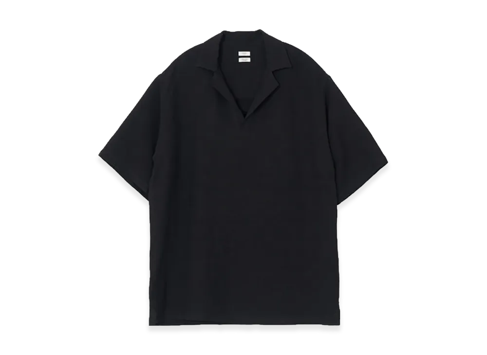 YOKE Linen Canvas Skipper Polo Shirt "Black"