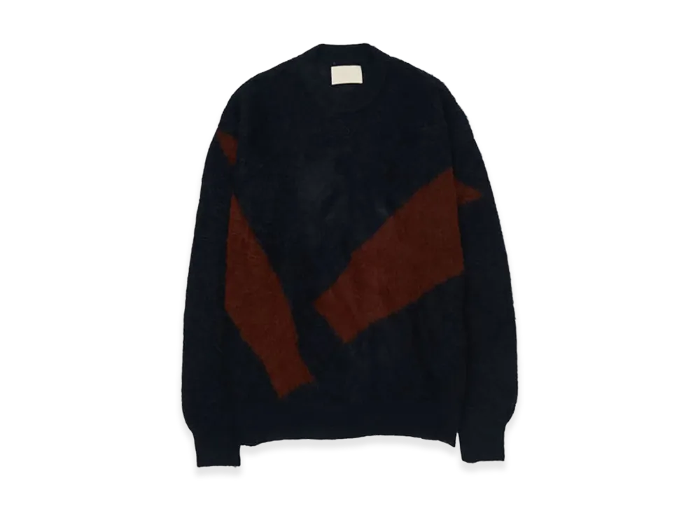YOKE Photogram Intarsia Sweater "Navy"
