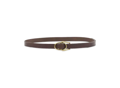 YOKE Double Buckle Leather Belt "Dark Brown"