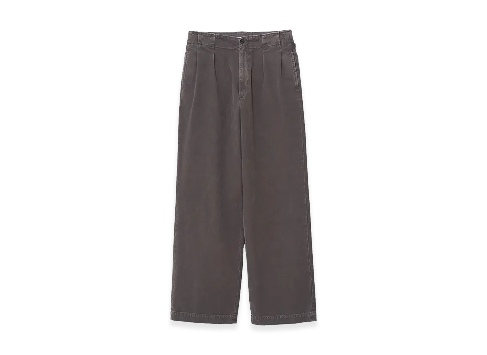 YOKE Peached Cotton Twill Garment-Dye 2Pleated Trousers "Charcoal"