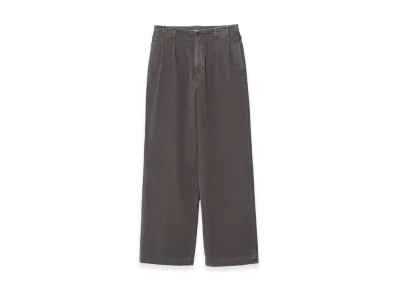 YOKE Peached Cotton Twill Garment-Dye 2Pleated Trousers "Charcoal"