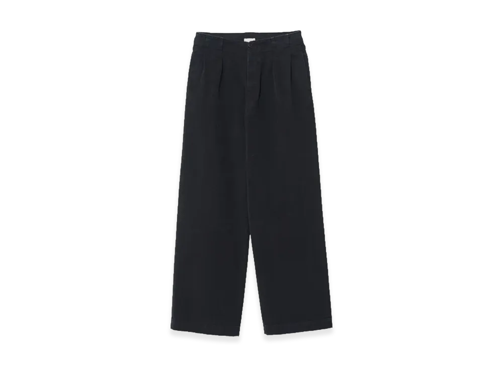YOKE Peached Cotton Twill Garment-Dye 2Pleated Trousers "Black"