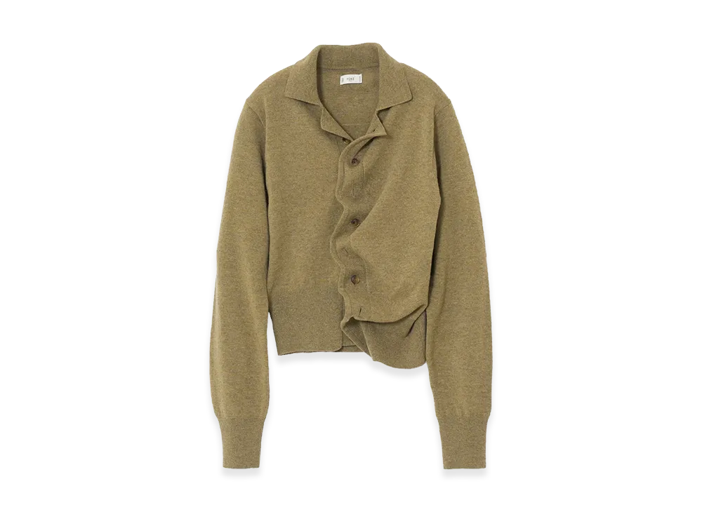 YOKE Lambs Wool Sculptural Wired Knit Shirt "Beige"