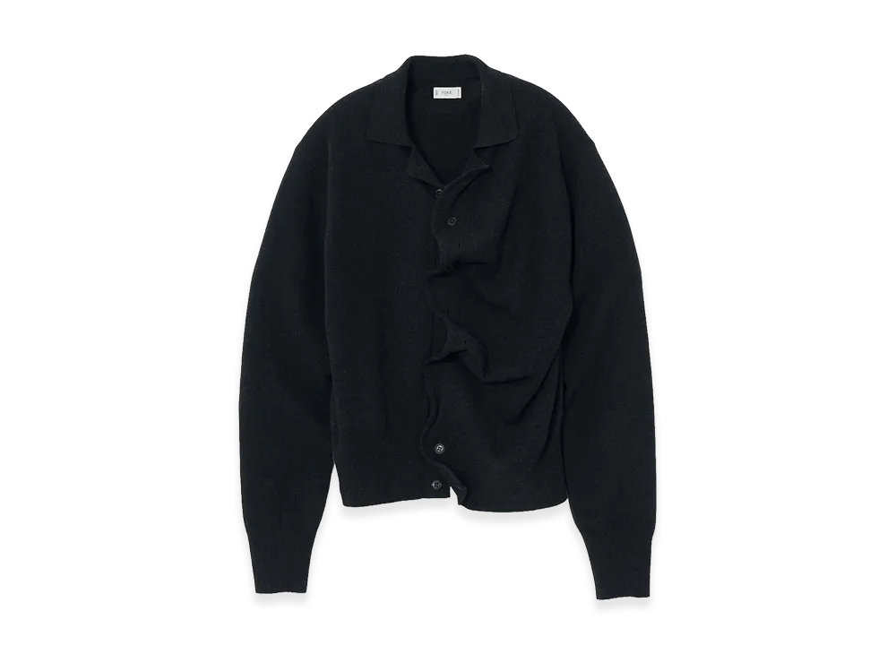 YOKE Lambs Wool Sculptural Wired Knit Shirt "Black"