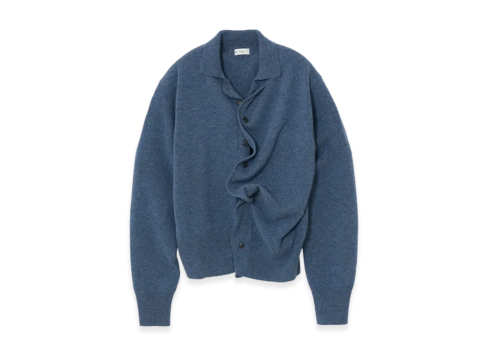 YOKE Lambs Wool Sculptural Wired Knit Shirt "Blue"
