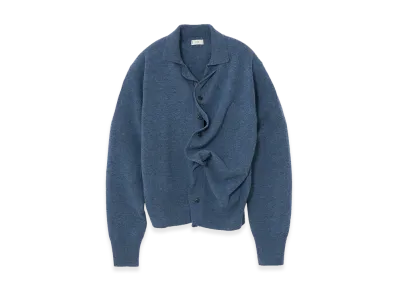 YOKE Lambs Wool Sculptural Wired Knit Shirt "Blue"