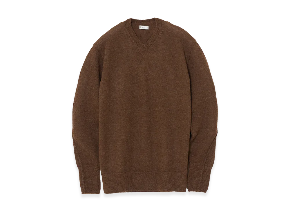 YOKE Baby Alpaca V-neck Sweater "Brown"