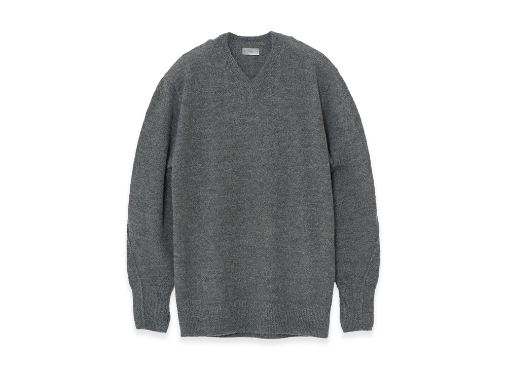 YOKE Baby Alpaca V-neck Sweater "Grey"
