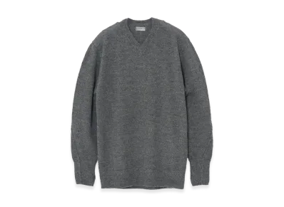 YOKE Baby Alpaca V-neck Sweater "Grey"