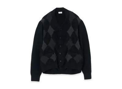 YOKE Boiled Wool Argyle Sweater "Black"