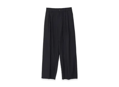 YOKE Rayon Polyester Brushed Twill 2Pleated Easy Trousers "Black"