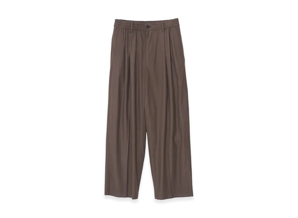 YOKE Rayon Polyester Brushed Twill 2Pleated Easy Trousers "Greige"