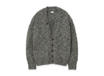 YOKE Wool Mohair Blend Mottle yarn Triple Marl Cardigan "Blue Brown"
