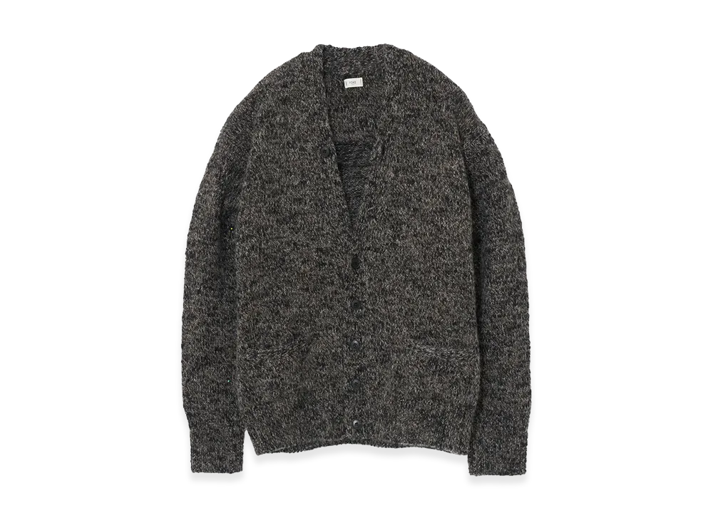 YOKE Wool Mohair Blend Mottle yarn Triple Marl Cardigan "Black"