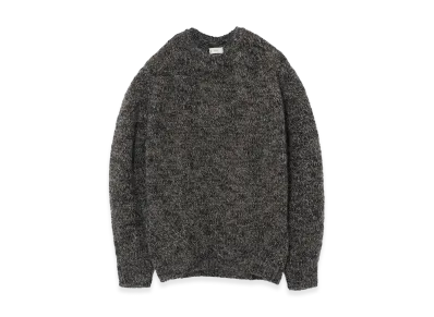 YOKE Wool Mohair Blend Mottle yarn Triple Marl Crewneck Sweater "Brown Black"