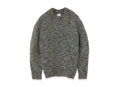 YOKE Wool Mohair Blend Mottle yarn Triple Marl Crewneck Sweater "MistGreen Brown"