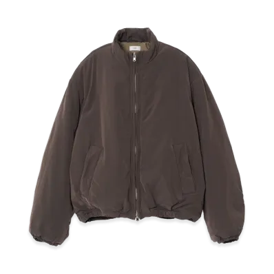 YOKE Polyester Nylon Microfiber Twill Sculptural Wired Puffer Wide Blouson "Charcoal Brown"