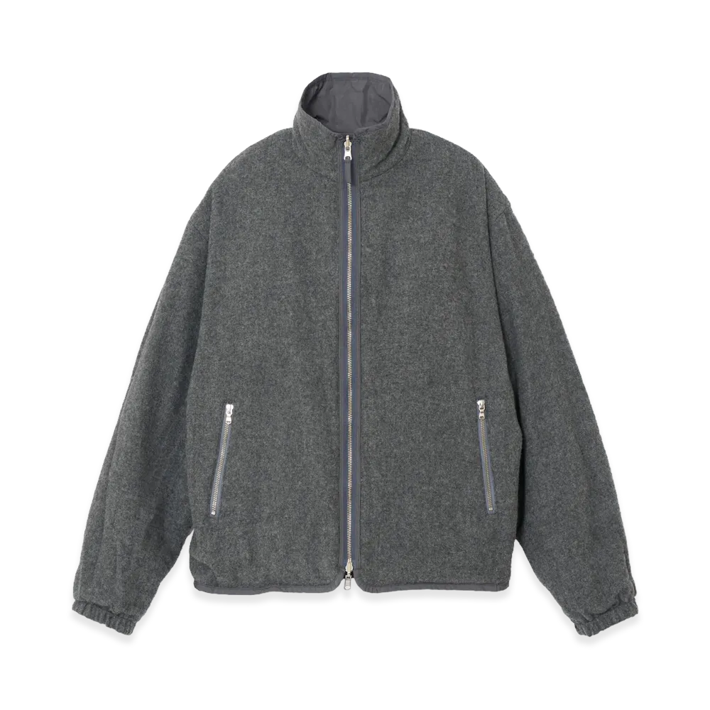 YOKE Wool Cashmere Fleece Reversible Blouson "Gray"