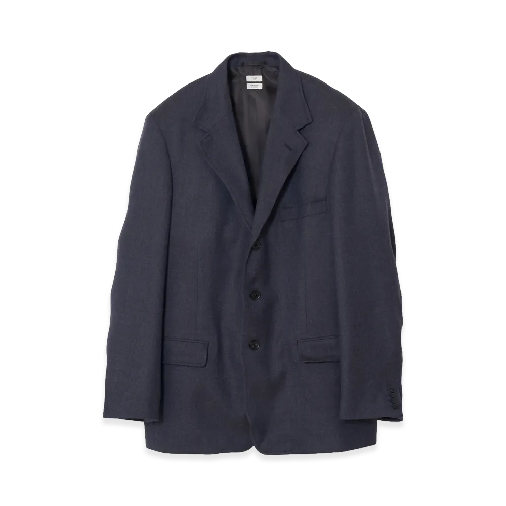 YOKE Wool Saxony Sculptural Wired 3B Blazer "Navy"