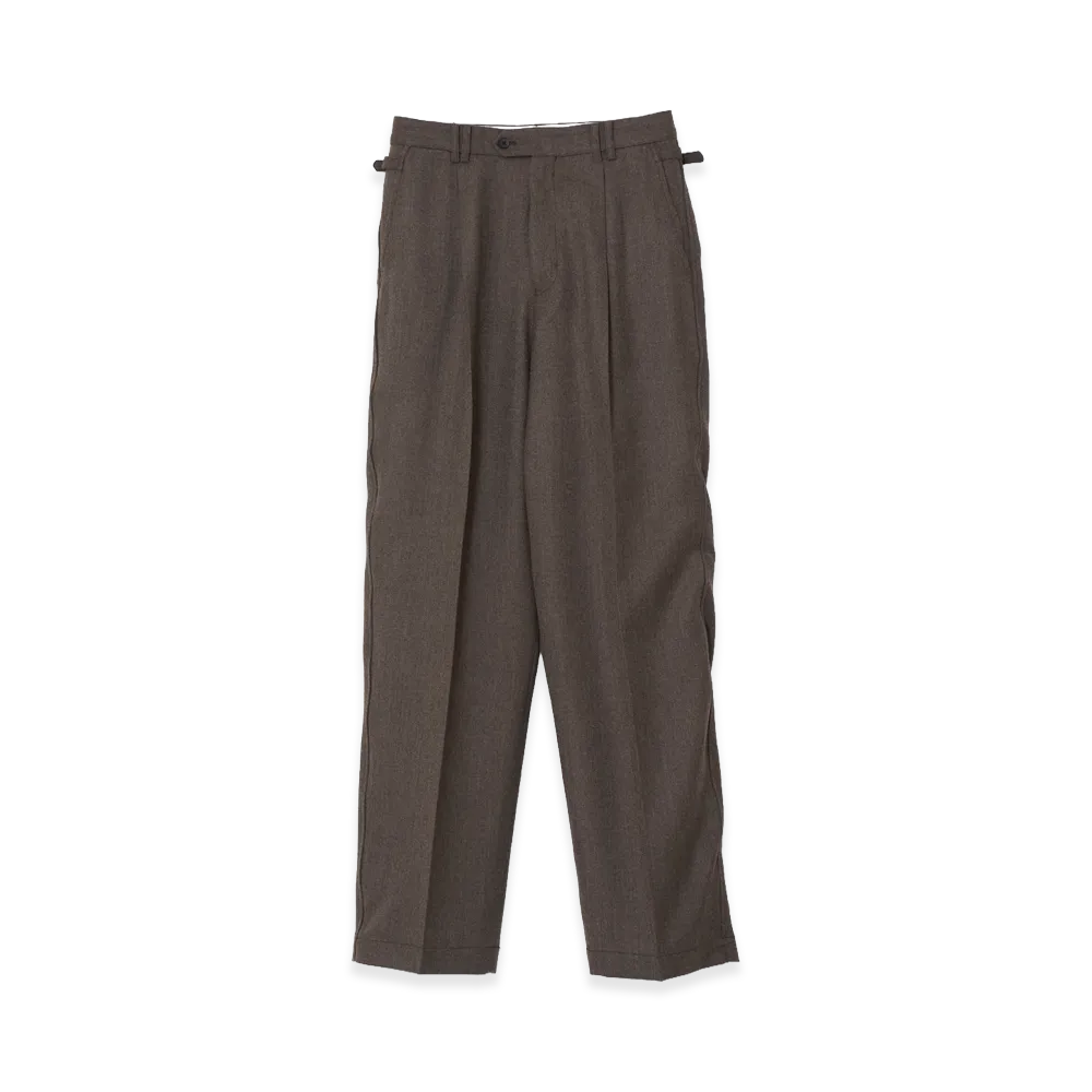 YOKE Wool Saxony Sculptural Wired 1Pleated Trousers "Brown"