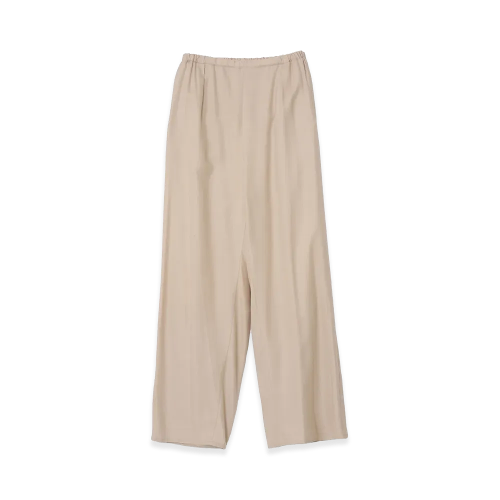 YOKE Viscose Lyocell Wool Brushed Twill Front Flat 1Pleated Easy Trousers "Beige"