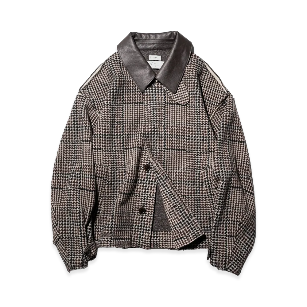 YOKE x ANCELLM Gun Club Check Knit Jacquard Blouson (Attic Exclusive) "Beige"