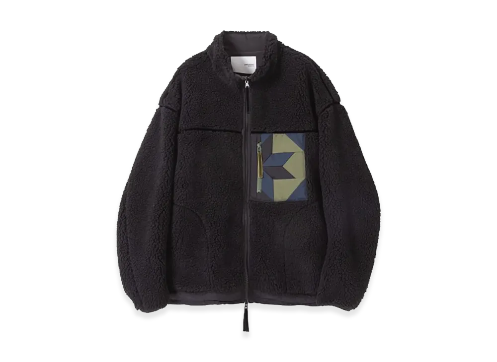 yoshiokubo Patchwork Pk Boa Blouson "Black"