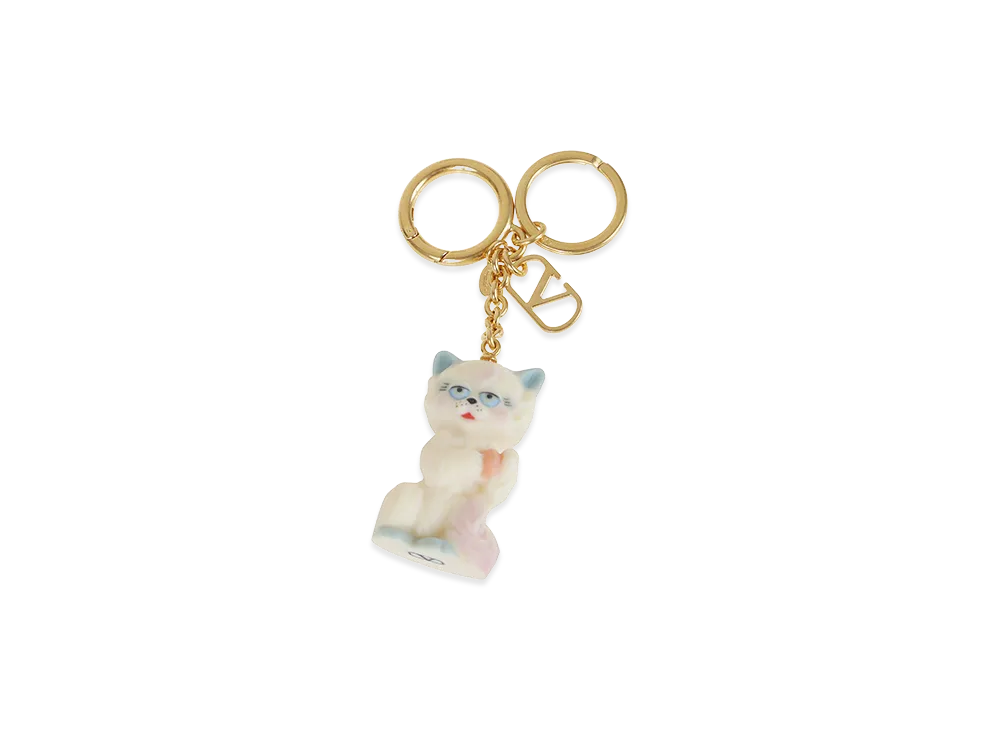 Valentino Key Ring Le Chat De La Maison Metallo/Nylon "Antique"