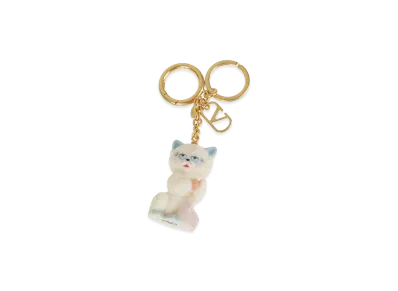 Valentino Key Ring Le Chat De La Maison Metallo/Nylon "Antique"