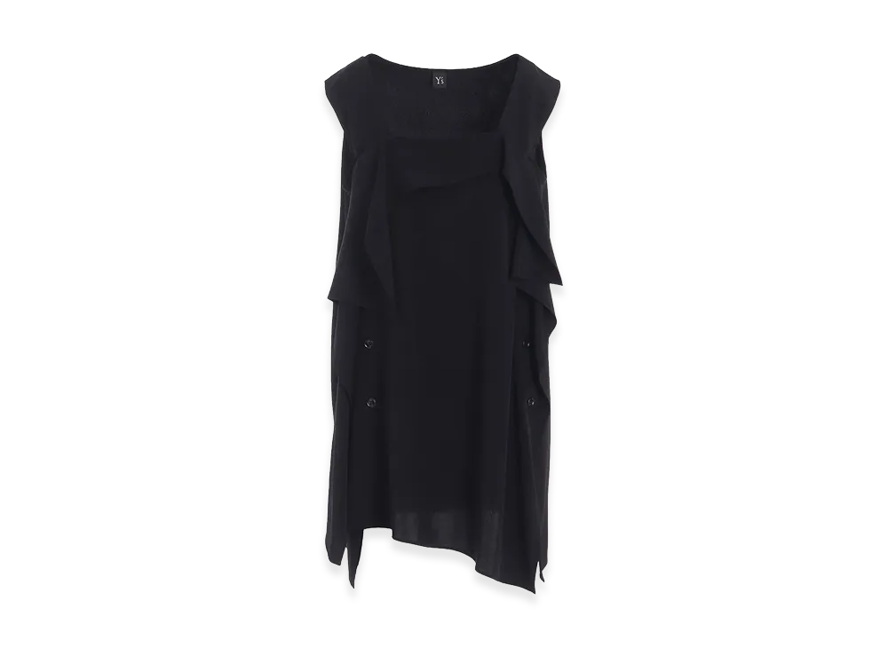Y's TA/PE Crepe De Chine Flare Sleeveless Blouse "Black"