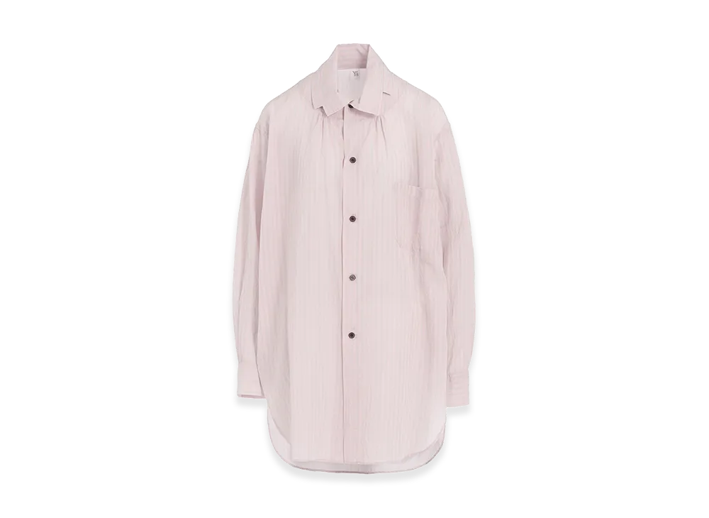 Y's Cellulose Stripe Square-collar Shirt "Pink"