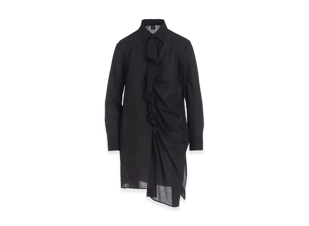 Y's Cotton Lawn Frill Shirt "Black"