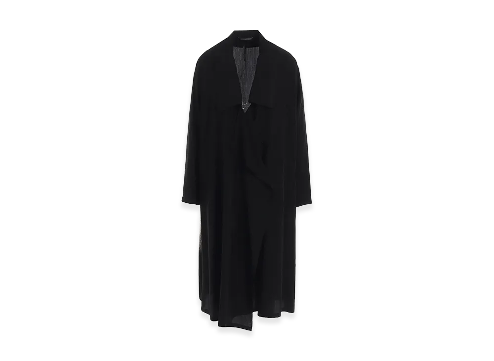 Y's Cupro Dungaree "Y" Print Big-collar Coat "Black"