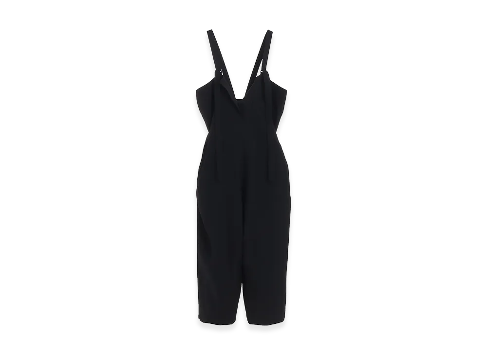 Y's Wool Gabardine Strap Overalls "Black"