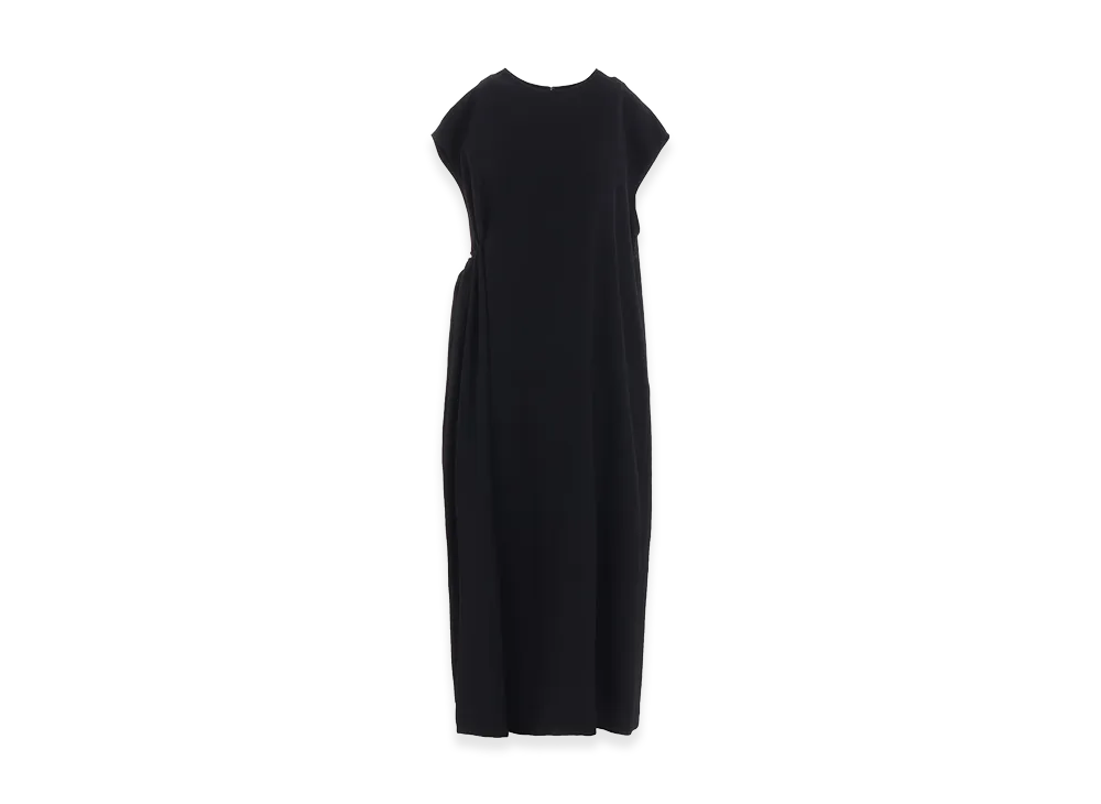 Y's Wool Gabardine Right Side Gathered Dress "Black"