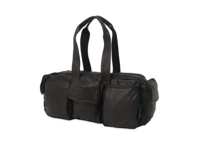 Y's Twisted Soft Leather Pocket Boston Bag "Black"