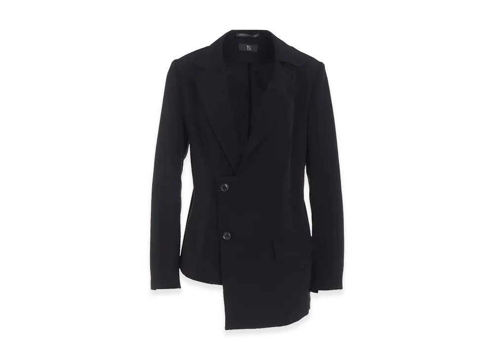 Y's TA/PE Crepe De Chine Asymmetric Jacket "Black"