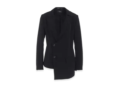 Y's TA/PE Crepe De Chine Asymmetric Jacket "Black"