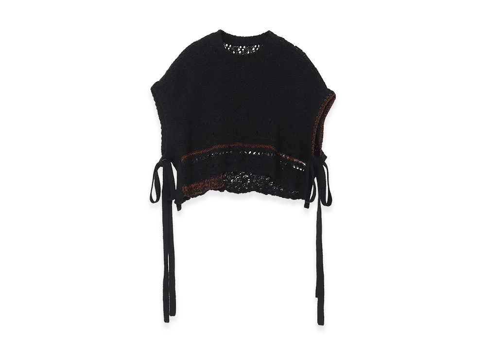 Y's Mixed-material Asymmetric Vest "Black"