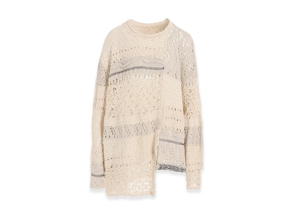 Y's Mixed-material Long-sleeve Pullover "Off White"