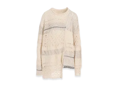 Y's Mixed-material Long-sleeve Pullover "Off White"