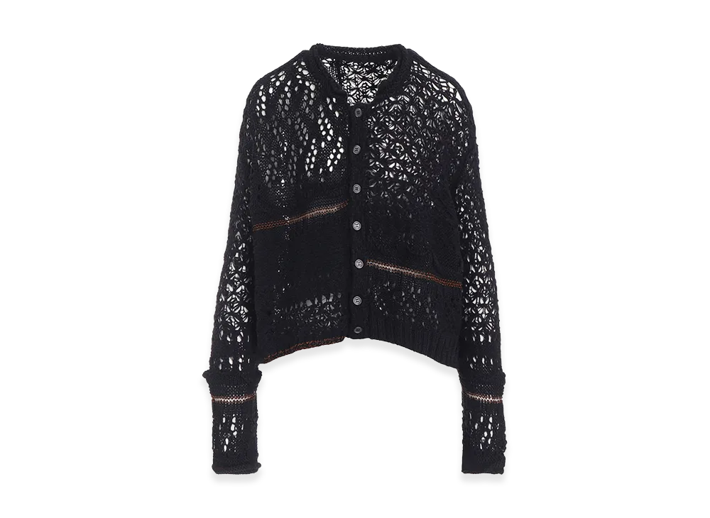 Y's Mixed-material Cropped Cardigan "Black"