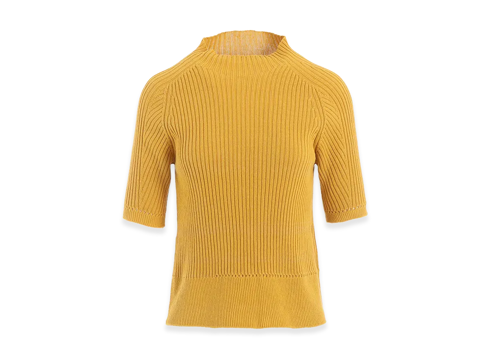 Y's Rib Eyelet Half-sleeve Knit "Yellow"