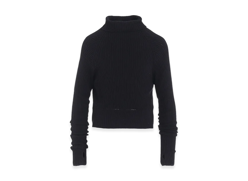 Y's Rib Eyelet Long-sleeve Knit "Black"