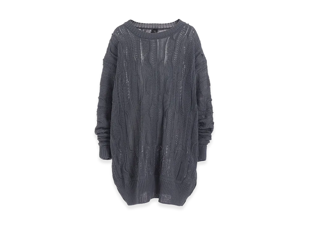Y's 3D Cable Knit Big Pullover "Blue"