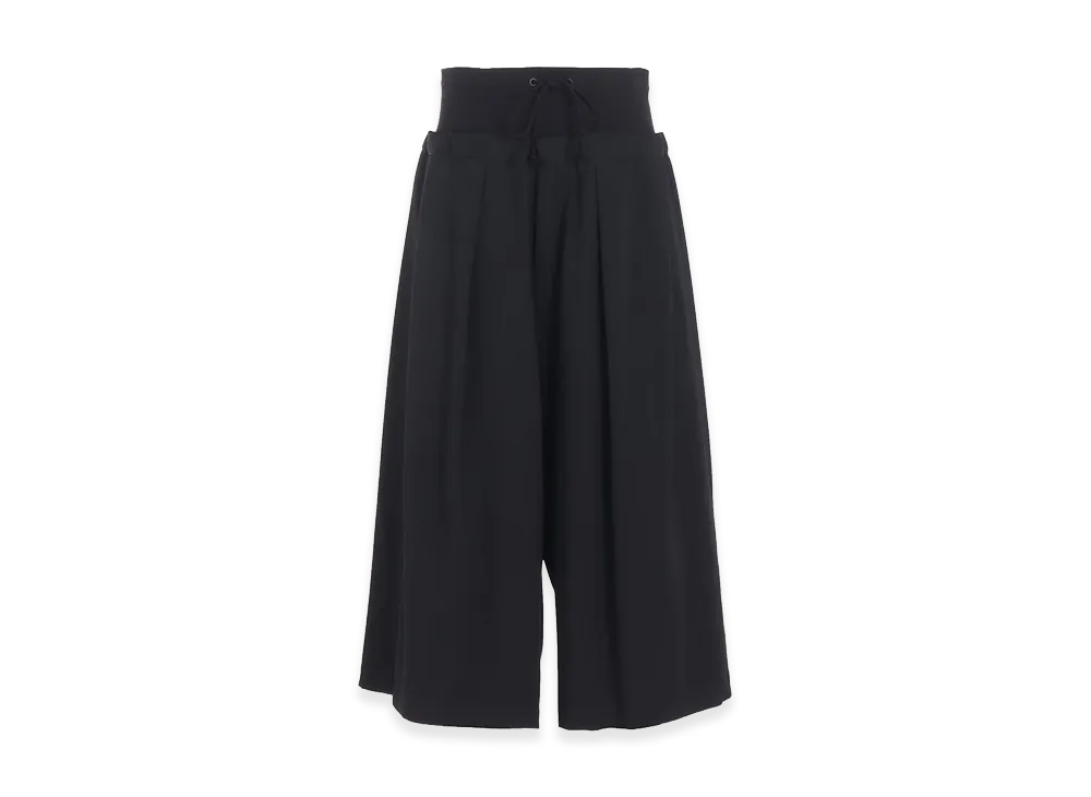 Y's Wool Gabardine Rib Waist Wide Pants "Black"