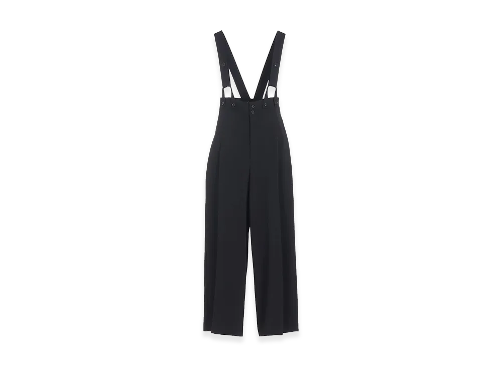 Y's Wool Gabardine Suspender Pants "Black"