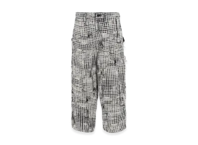 Y's Damaged Gingham Jacquard Pants "White/Black"